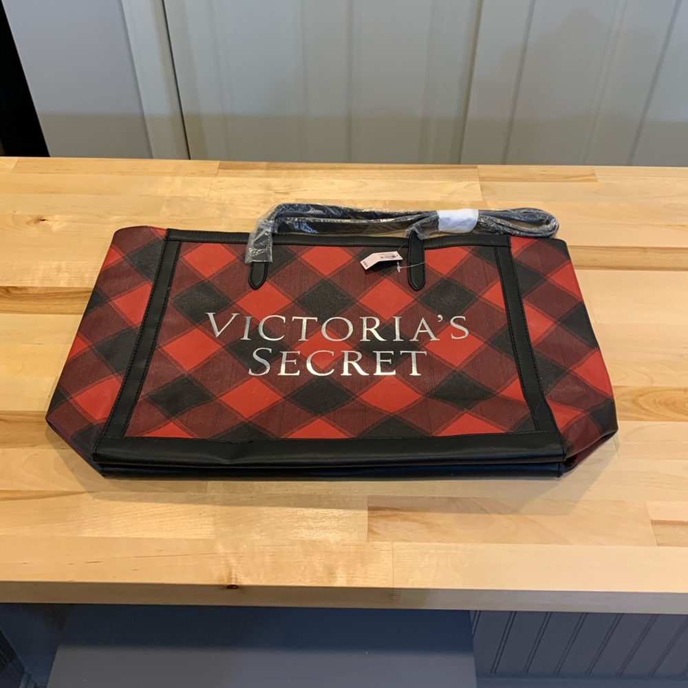 Victoria’s Secret large tote. NWT red/black/silver